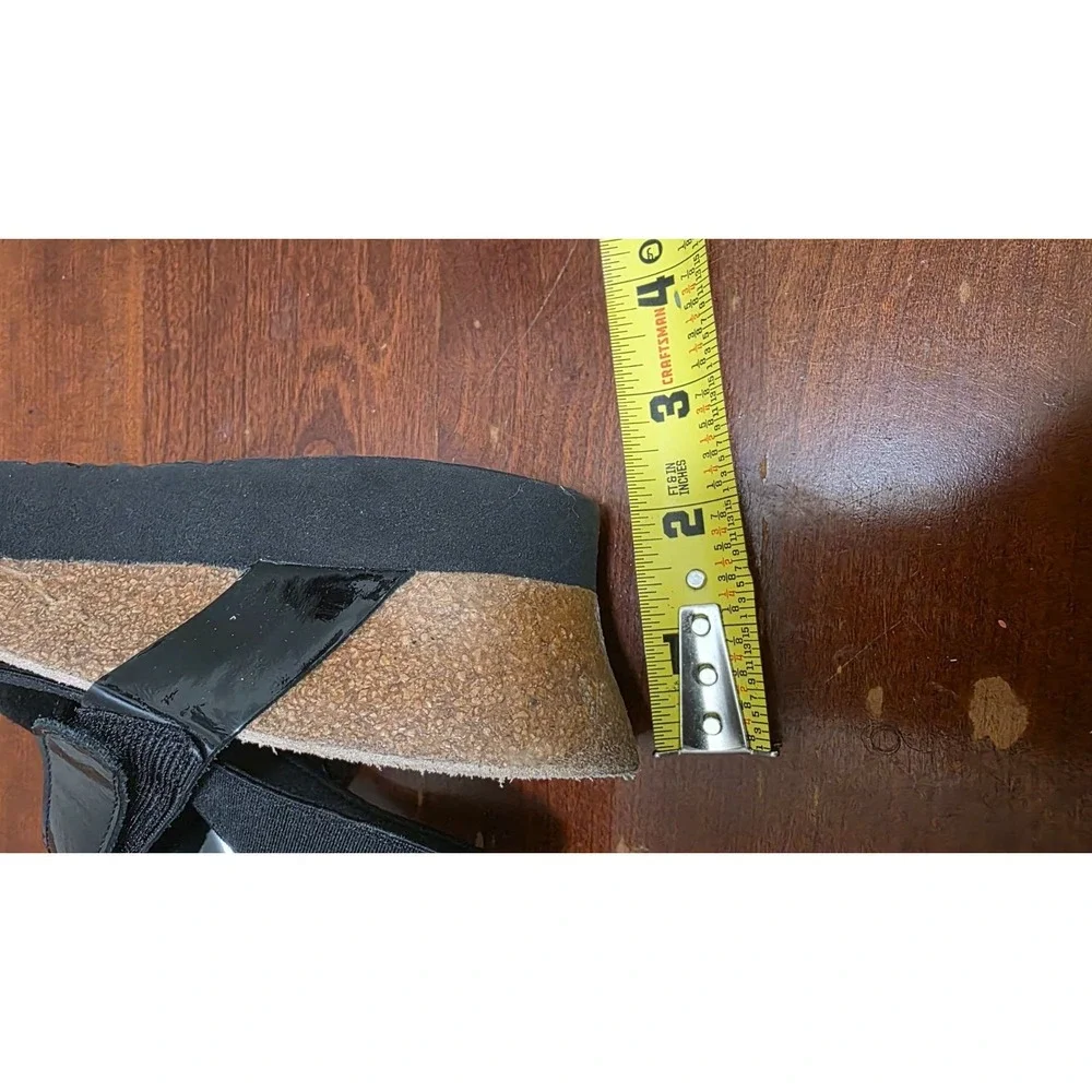 Papillio by Birkenstock Black Suede & Patent Leather Strap Wedge Sandals Size 37